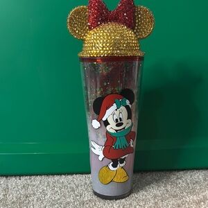 Minnie Mouse Holiday Tumbler with Gold and Red Accents